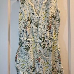 Tory Burch Floral Mini Dress - White, Green, Red, Blue